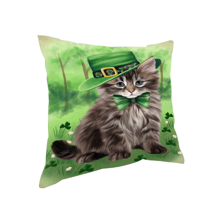 St. Patricks Day Irish Portrait Siberian Cat Pillow PIL86284