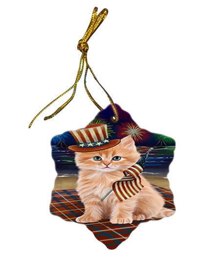 4th of July Independence Day Firework Siberian Cat Star Porcelain Ornament SPOR57253