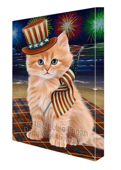 4th of July Independence Day Firework Siberian Cat Canvas Print Wall Art Décor CVS135044