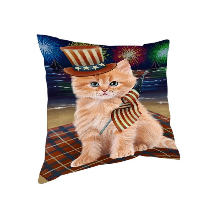 4th of July Independence Day Firework Siberian Cat Pillow PIL82212