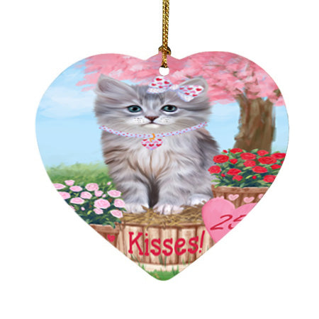 Rosie 25 Cent Kisses Siberian Cat Heart Christmas Ornament HPOR56594
