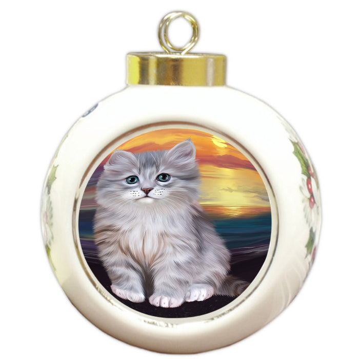 Siberian Cat Round Ball Christmas Ornament RBPOR54761