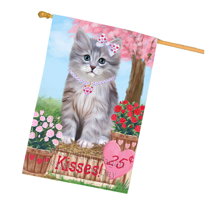 Rosie 25 Cent Kisses Siberian Cat House Flag FLG56922