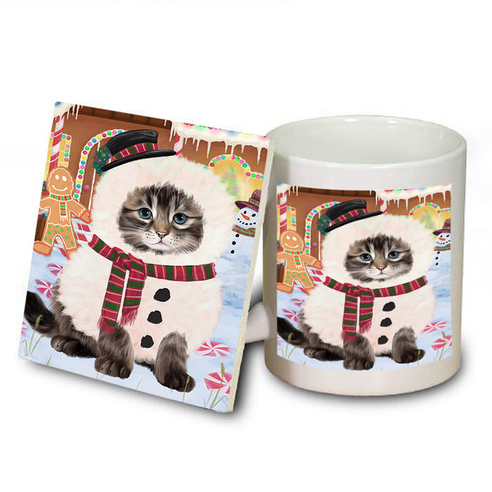 Christmas Gingerbread House Candyfest Siberian Cat Mug and Coaster Set MUC56555