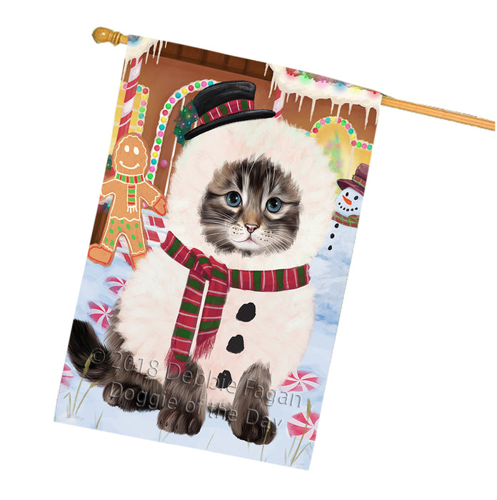 Christmas Gingerbread House Candyfest Siberian Cat House Flag FLG57247
