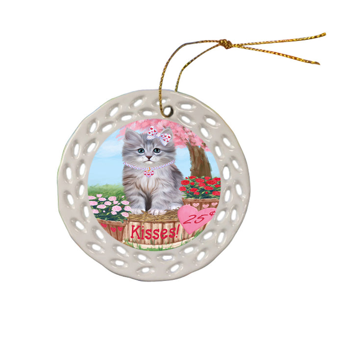 Rosie 25 Cent Kisses Siberian Cat Ceramic Doily Ornament DPOR56594