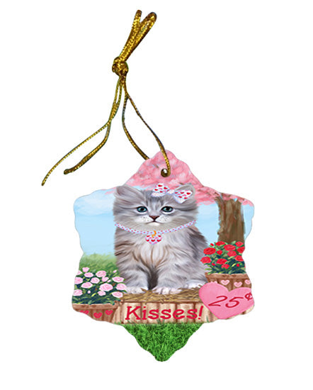 Rosie 25 Cent Kisses Siberian Cat Star Porcelain Ornament SPOR56594
