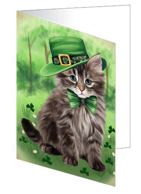 St. Patricks Day Irish Portrait Siberian Cat Handmade Artwork Assorted Pets Greeting Cards and Note Cards with Envelopes for All Occasions and Holiday Seasons GCD76643