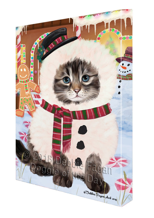 Christmas Gingerbread House Candyfest Siberian Cat Canvas Print Wall Art Décor CVS131291