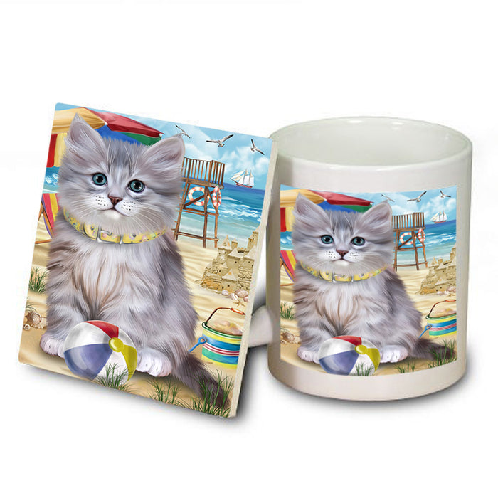 Pet Friendly Beach Siberian Cat Mug and Coaster Set MUC54180