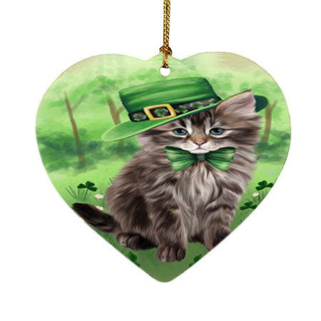 St. Patricks Day Irish Portrait Siberian Cat Heart Christmas Ornament HPOR57983