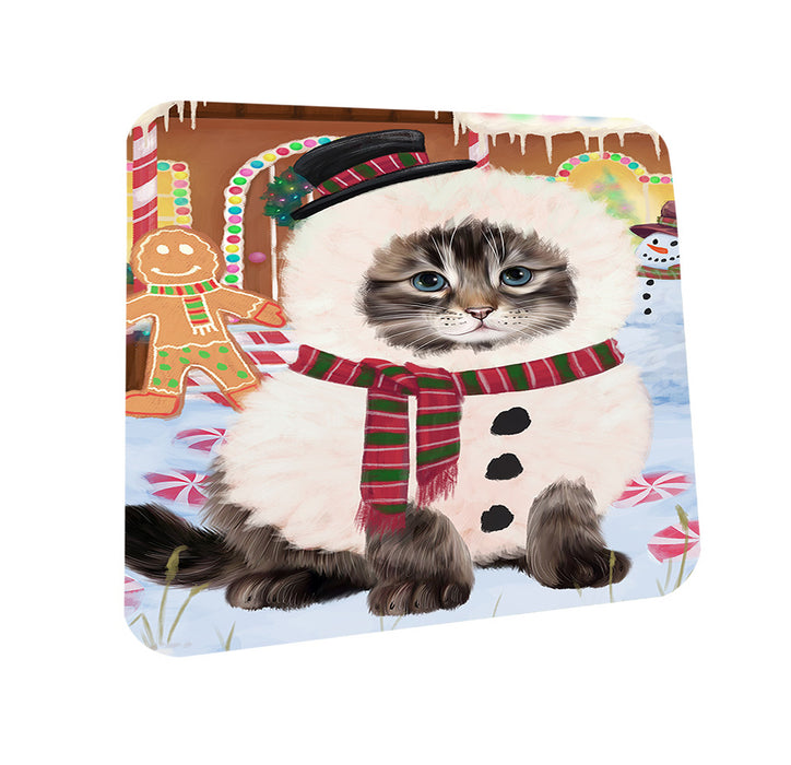 Christmas Gingerbread House Candyfest Siberian Cat Coasters Set of 4 CST56521