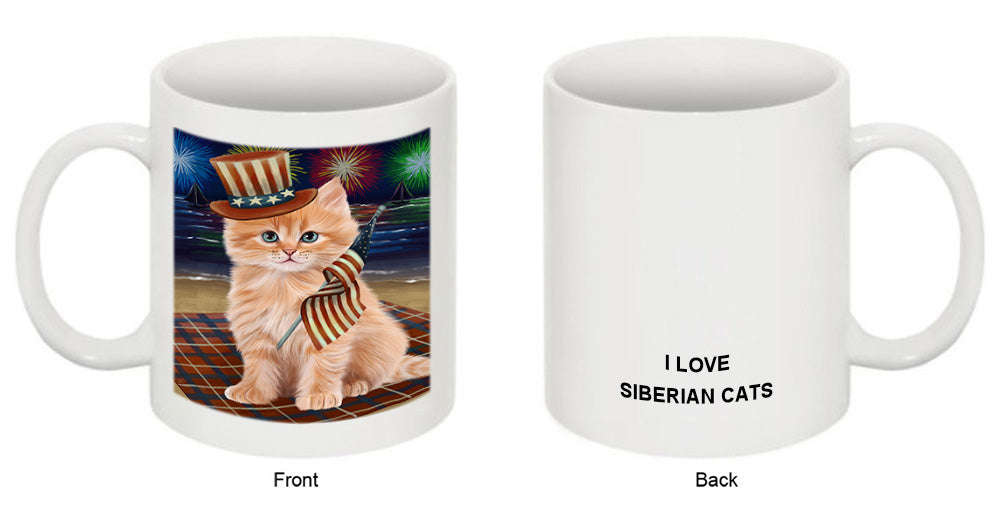 4th of July Independence Day Firework Siberian Cat Coffee Mug MUG52250