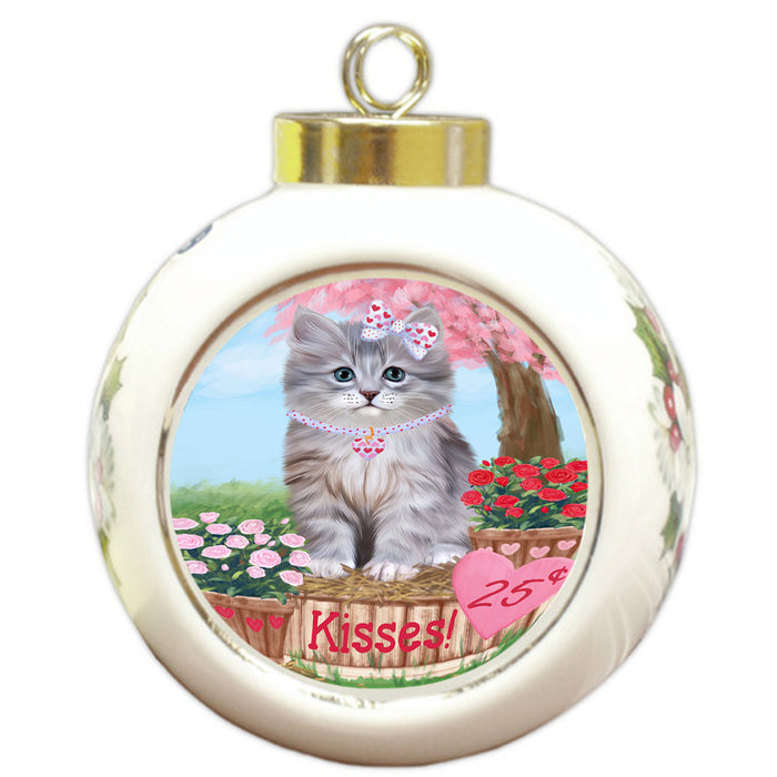 Rosie 25 Cent Kisses Siberian Cat Round Ball Christmas Ornament RBPOR56594