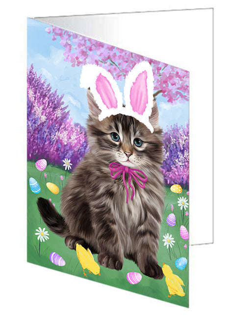 Easter Holiday Siberian Cat Handmade Artwork Assorted Pets Greeting Cards and Note Cards with Envelopes for All Occasions and Holiday Seasons GCD76331
