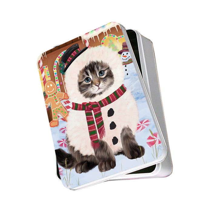 Christmas Gingerbread House Candyfest Siberian Cat Photo Storage Tin PITN56506