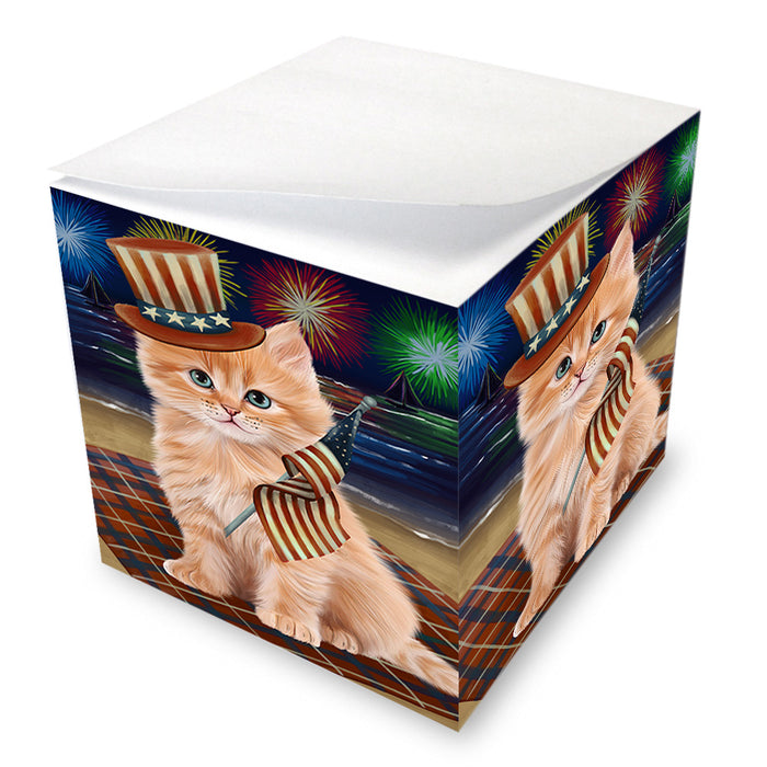 4th of July Independence Day Firework Siberian Cat Note Cube NOC54969