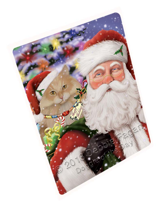 Santa Carrying Siberian Cat and Christmas Presents Large Refrigerator / Dishwasher Magnet RMAG95448