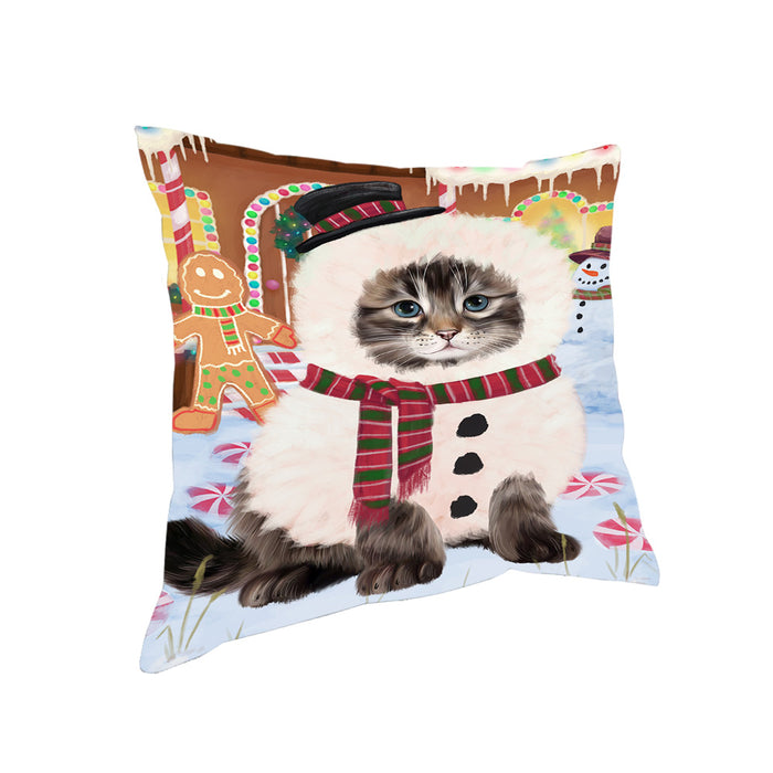 Christmas Gingerbread House Candyfest Siberian Cat Pillow PIL80544