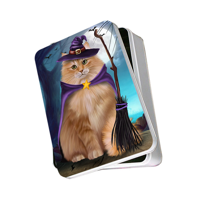 Happy Halloween Trick or Treat Siberian Cat Photo Storage Tin PITN54474