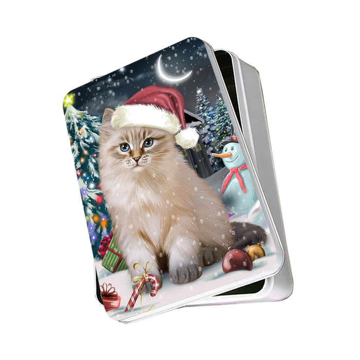 Have a Holly Jolly Christmas Happy Holidays Siberian Cat Photo Storage Tin PITN54195