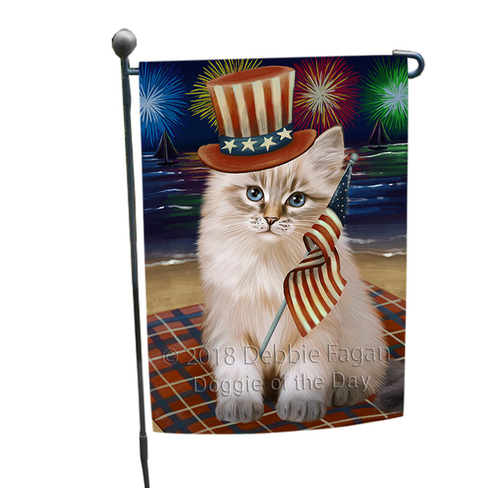 4th of July Independence Day Firework Siberian Cat Garden Flag GFLG57609
