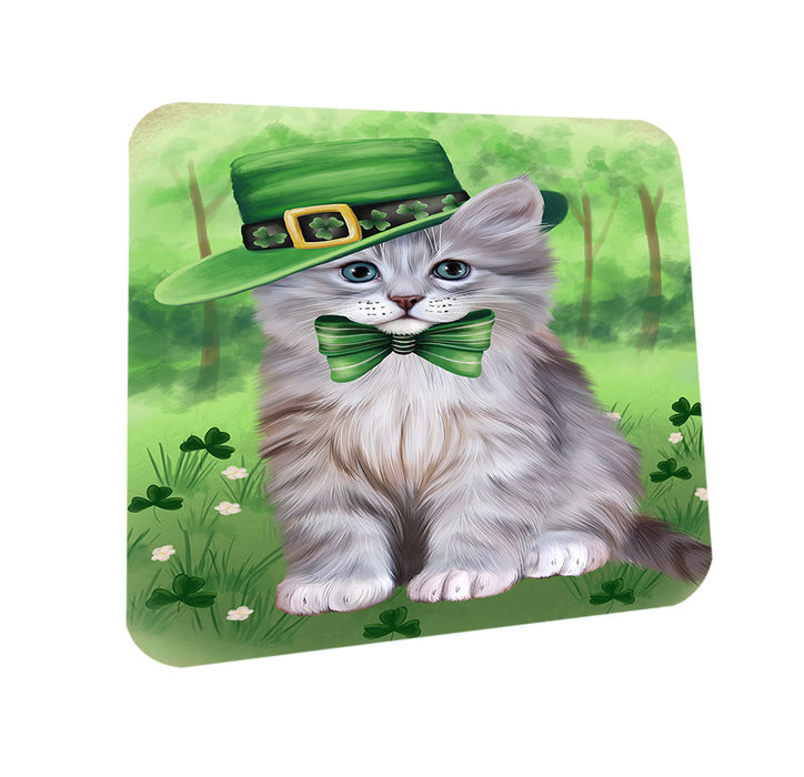 St. Patricks Day Irish Portrait Siberian Cat Coasters Set of 4 CST57002