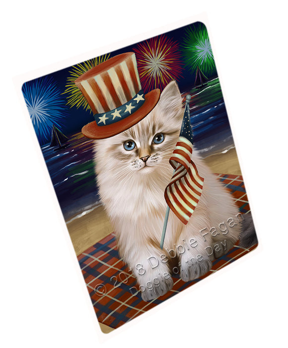 4th of July Independence Day Firework Siberian Cat Large Refrigerator / Dishwasher Magnet RMAG104154