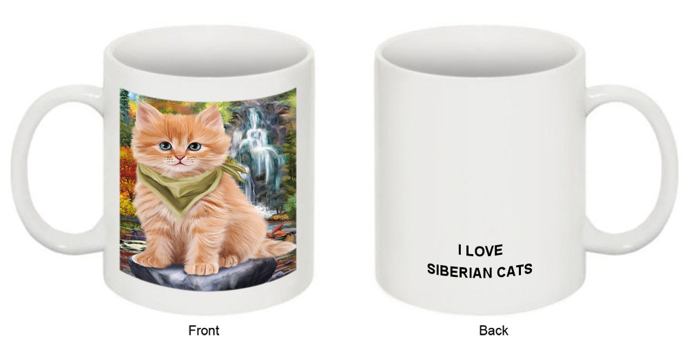 Scenic Waterfall Siberian Cat Coffee Mug MUG50084