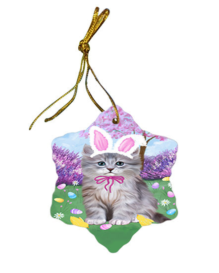 Easter Holiday Siberian Cat Star Porcelain Ornament SPOR57341