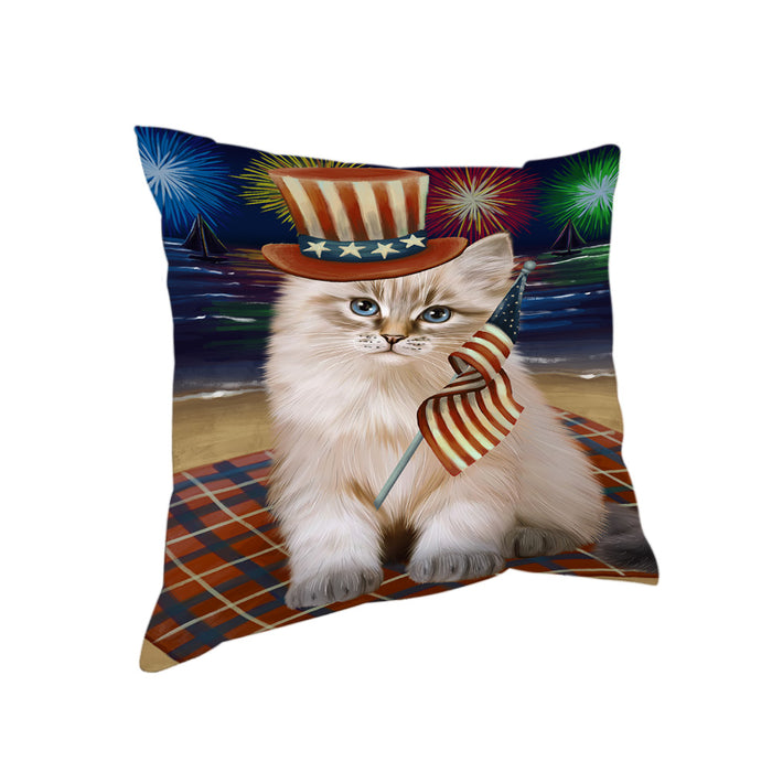 4th of July Independence Day Firework Siberian Cat Pillow PIL82216