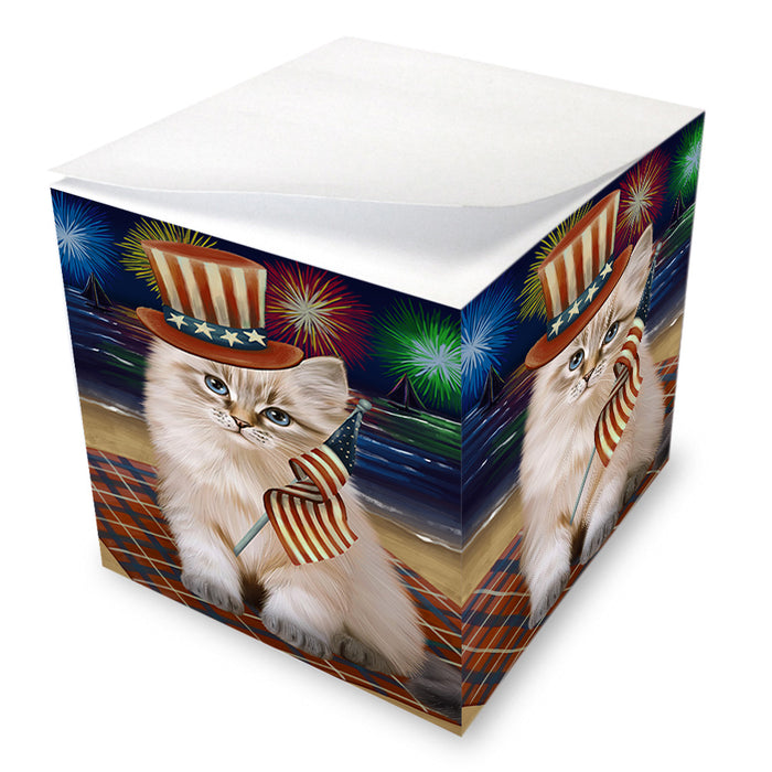4th of July Independence Day Firework Siberian Cat Note Cube NOC54970