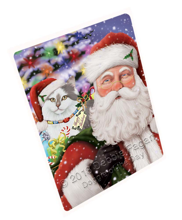 Santa Carrying Siberian Cat and Christmas Presents Large Refrigerator / Dishwasher Magnet RMAG95454