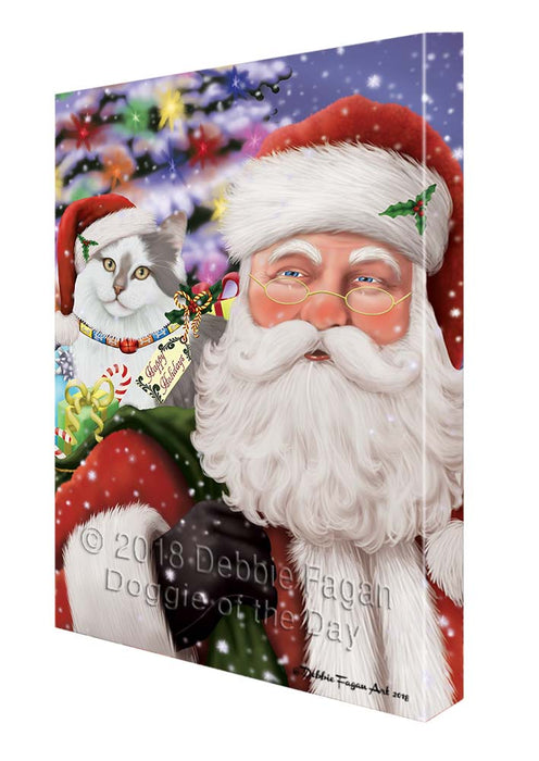 Santa Carrying Siberian Cat and Christmas Presents Canvas Print Wall Art Décor CVS119708