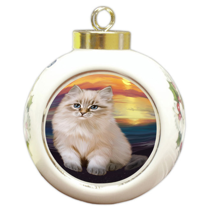 Siberian Cat Round Ball Christmas Ornament RBPOR54762