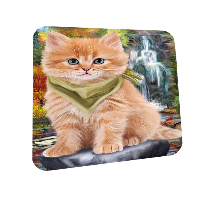 Scenic Waterfall Siberian Cat Coasters Set of 4 CST54644