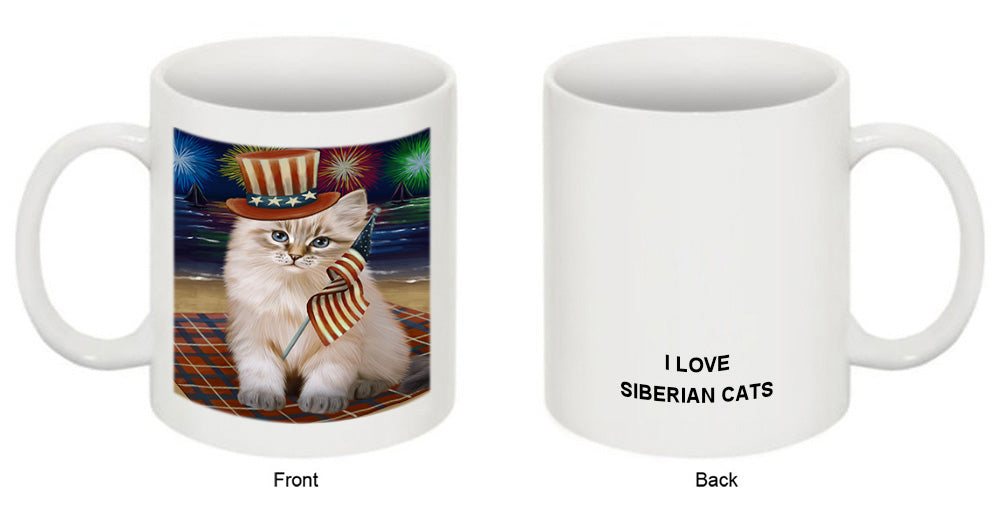 4th of July Independence Day Firework Siberian Cat Coffee Mug MUG52251