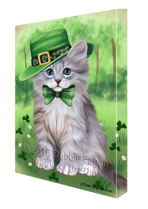 St. Patricks Day Irish Portrait Siberian Cat Canvas Print Wall Art Décor CVS135836