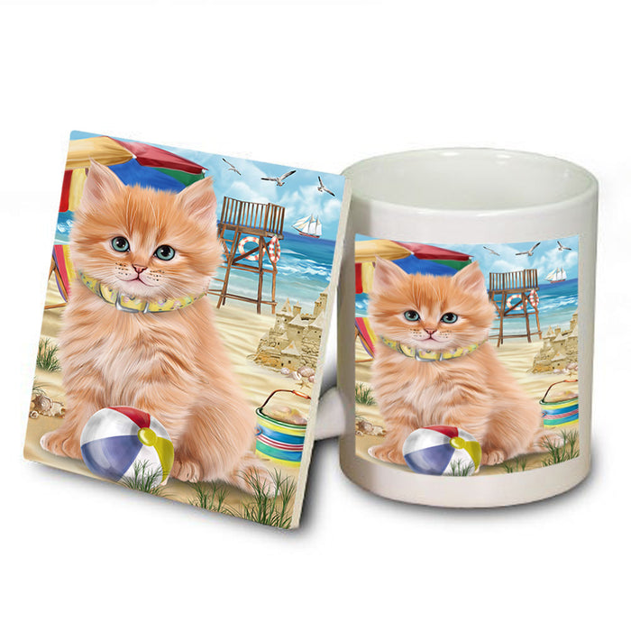 Pet Friendly Beach Siberian Cat Mug and Coaster Set MUC54181