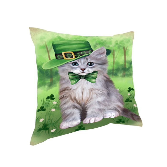 St. Patricks Day Irish Portrait Siberian Cat Pillow PIL86288