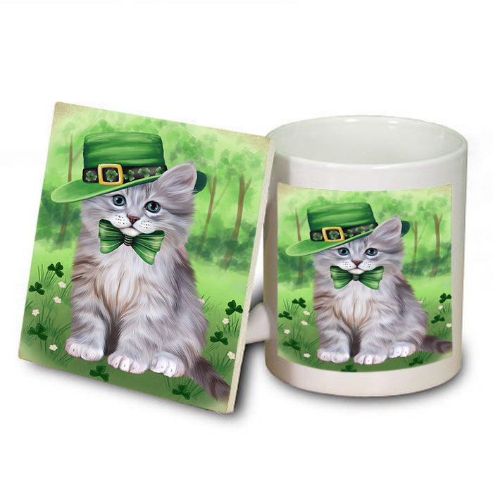 St. Patricks Day Irish Portrait Siberian Cat Mug and Coaster Set MUC57036
