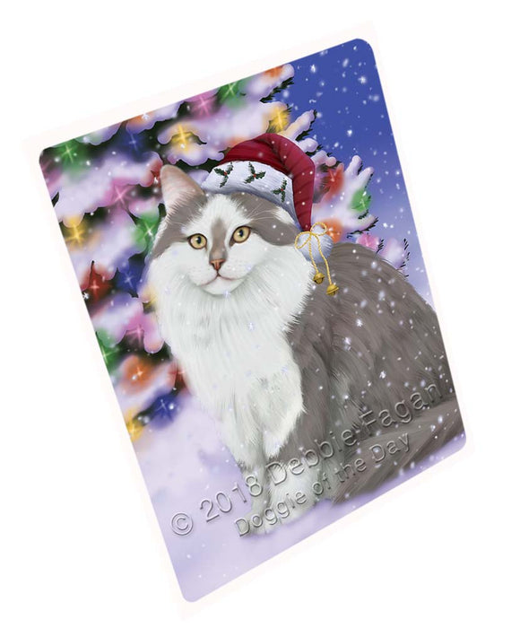 Winterland Wonderland Siberian Cat In Christmas Holiday Scenic Background Cutting Board C72321