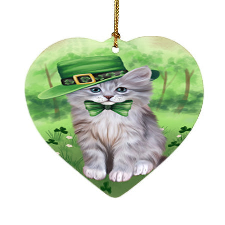 St. Patricks Day Irish Portrait Siberian Cat Heart Christmas Ornament HPOR57984