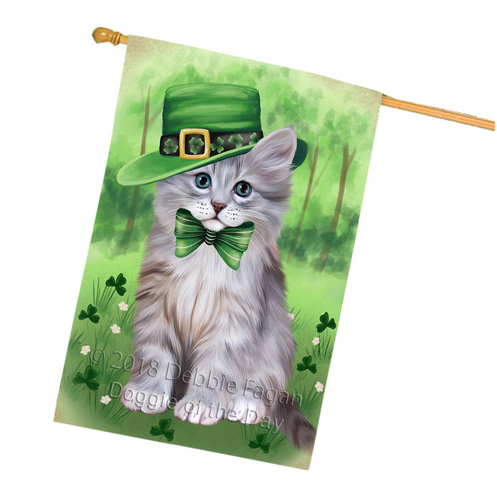 St. Patricks Day Irish Portrait Siberian Cat House Flag FLG65068