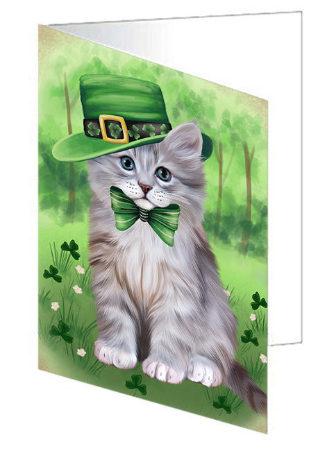 St. Patricks Day Irish Portrait Siberian Cat Handmade Artwork Assorted Pets Greeting Cards and Note Cards with Envelopes for All Occasions and Holiday Seasons GCD76646