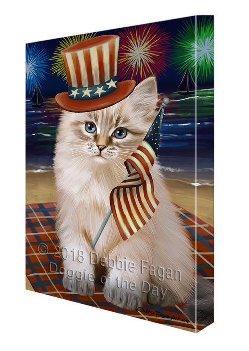4th of July Independence Day Firework Siberian Cat Canvas Print Wall Art Décor CVS135053