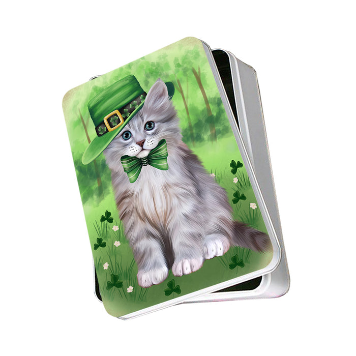 St. Patricks Day Irish Portrait Siberian Cat Photo Storage Tin PITN56987