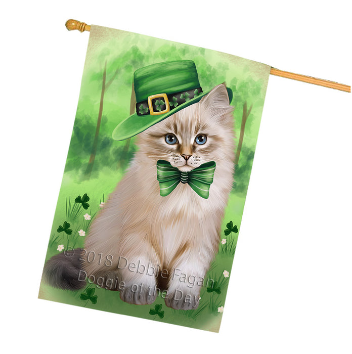 St. Patricks Day Irish Portrait Siberian Cat House Flag FLG65069