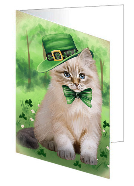 St. Patricks Day Irish Portrait Siberian Cat Handmade Artwork Assorted Pets Greeting Cards and Note Cards with Envelopes for All Occasions and Holiday Seasons GCD76649