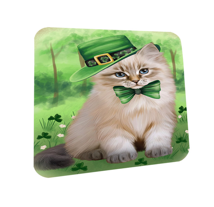 St. Patricks Day Irish Portrait Siberian Cat Coasters Set of 4 CST57003